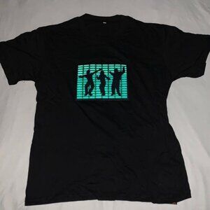 EL Flashing Mens Sound Activated LED Light Up Party EQ Music Festival T-Shirt M